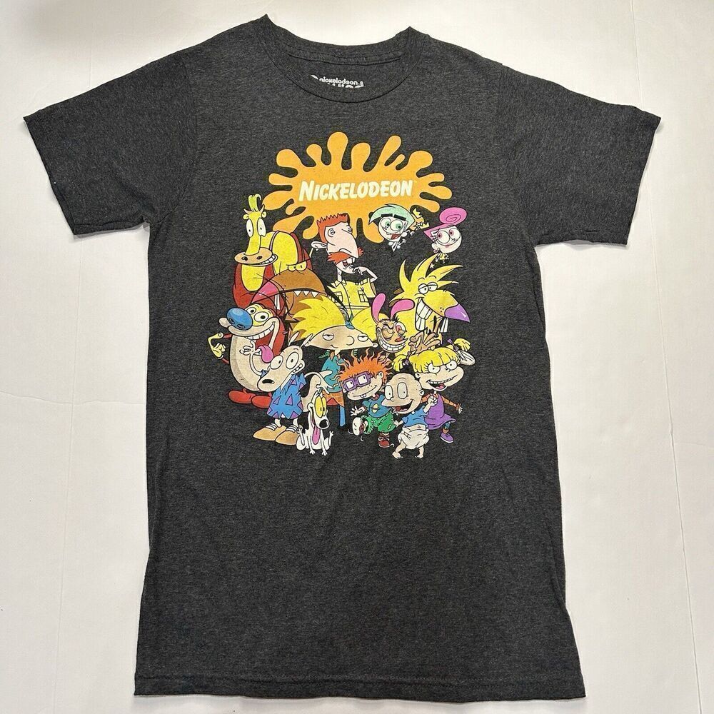 NICKELODEON CARTOON CHARACTERS T-SHIRT Red Stimpy Doug Rugrats Rewind Men's S